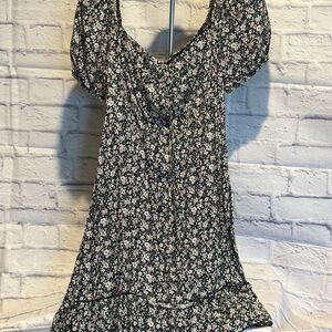 Floral Black and White Women's Dress